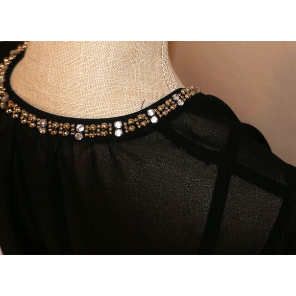 Liz Claiborne 3/4-Sleeve Embellished V- Neck Black Sheer Blouse and slip Size S - Picture 13 of 16